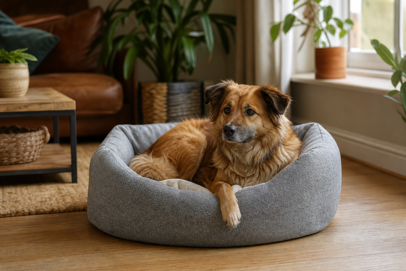 Hond in een mand
